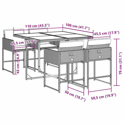 Set da Pranzo da Giardino 5 pz Nero con Cuscini in Polyrattan | homemem39