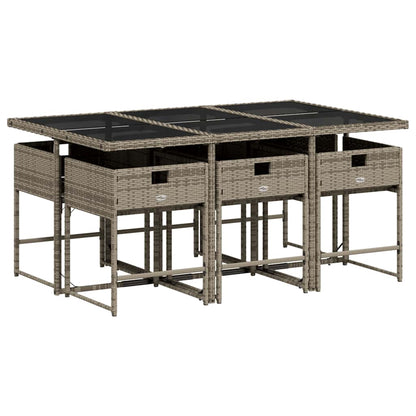 Set da Pranzo da Giardino 7 pz con Cuscini in Polyrattan Grigio - homemem39