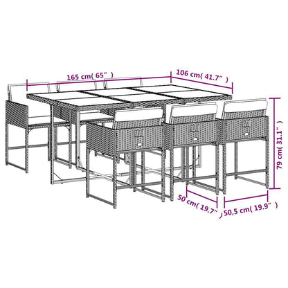 Set da Pranzo da Giardino 7 pz Cuscini Polyrattan Grigio Chiaro | homemem39