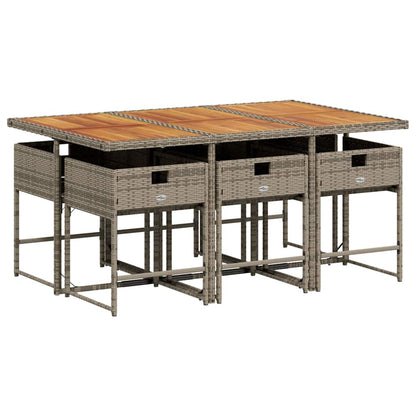 Set da Pranzo da Giardino 7 pz con Cuscini in Polyrattan Grigio - homemem39