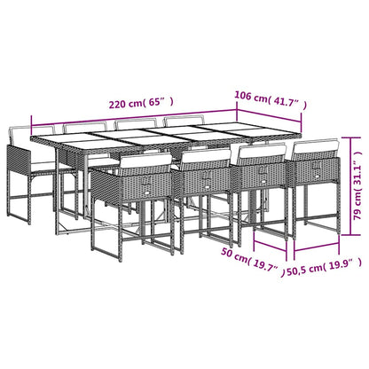 Set da Pranzo da Giardino 9 pz con Cuscini Nero in Polyrattan | homemem39