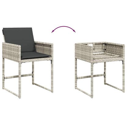Set Pranzo da Giardino 9pz con Cuscini Grigio Chiaro Polyrattan | homemem39