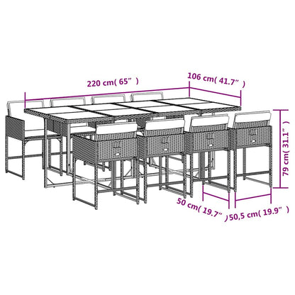 Set Pranzo da Giardino 9 pz con Cuscini Beige Misto Polyrattan | homemem39