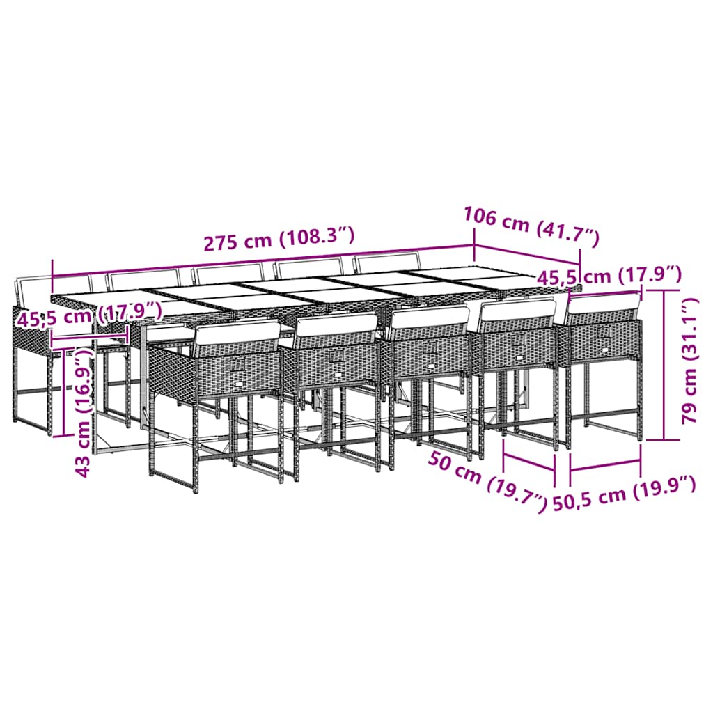 Set da Pranzo da Giardino 11pz con Cuscini in Polyrattan Grigio - homemem39
