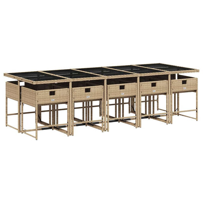 Set Pranzo da Giardino 11 pz con Cuscini Beige Misto Polyrattan | homemem39