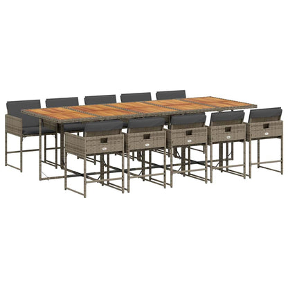 Set da Pranzo da Giardino 11pz con Cuscini in Polyrattan Grigio - homemem39