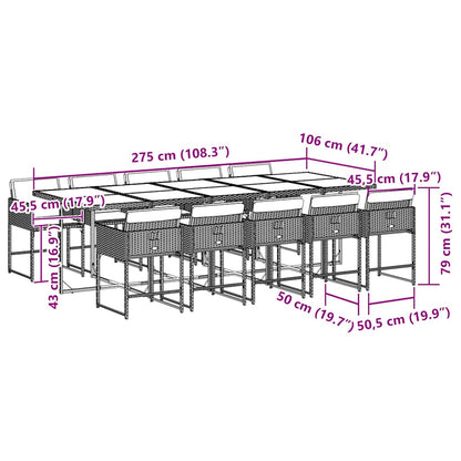 Set da Pranzo da Giardino 11 pz con Cuscini in Polyrattan Nero | homemem39