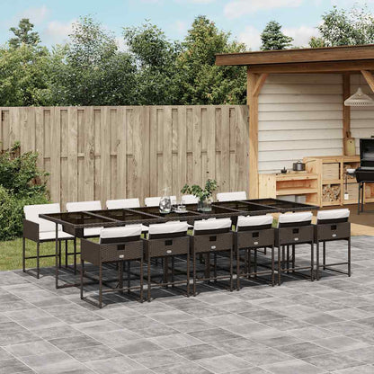 Set da Pranzo da Giardino 13pz con Cuscini in Polyrattan