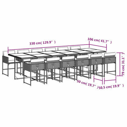 Set Pranzo da Giardino 13 pz con Cuscini Beige Misto Polyrattan | homemem39