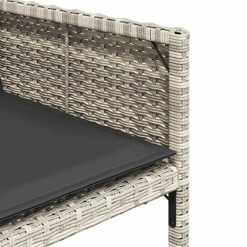 Set Pranzo da Giardino 9pz con Cuscini Grigio Chiaro Polyrattan | homemem39