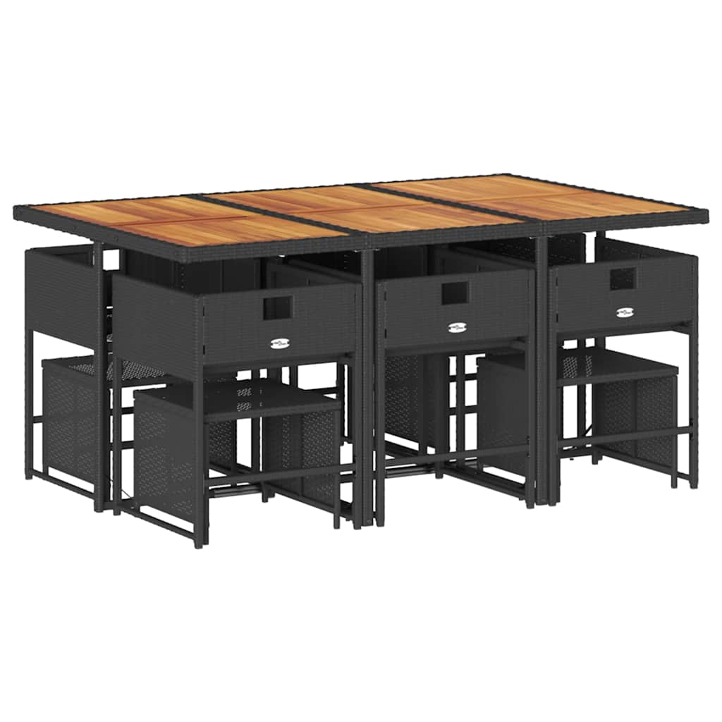 Set da Pranzo da Giardino 11 pz con Cuscini in Polyrattan Nero | homemem39