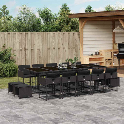 Set da Pranzo da Giardino 15 pz con Cuscini in Polyrattan