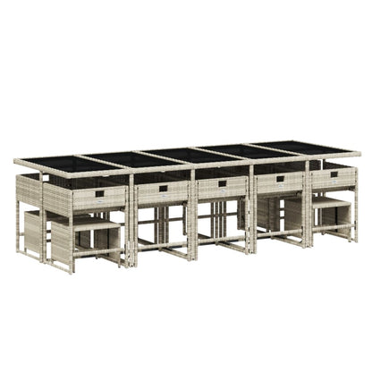 Set da Pranzo da Giardino 15 pz con Cuscini Grigio Polyrattan - homemem39