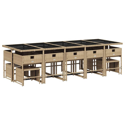 Set Pranzo da Giardino 15 pz con Cuscini Beige Misto Polyrattan | homemem39