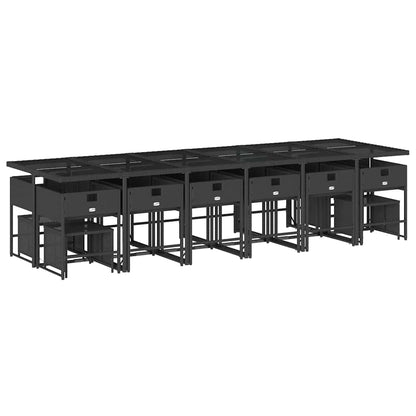 Set da Pranzo da Giardino 17 pz con Cuscini Nero in Polyrattan | homemem39