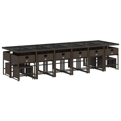 Set da Pranzo da Giardino 17 pz con Cuscini Marrone Polyrattan | homemem39