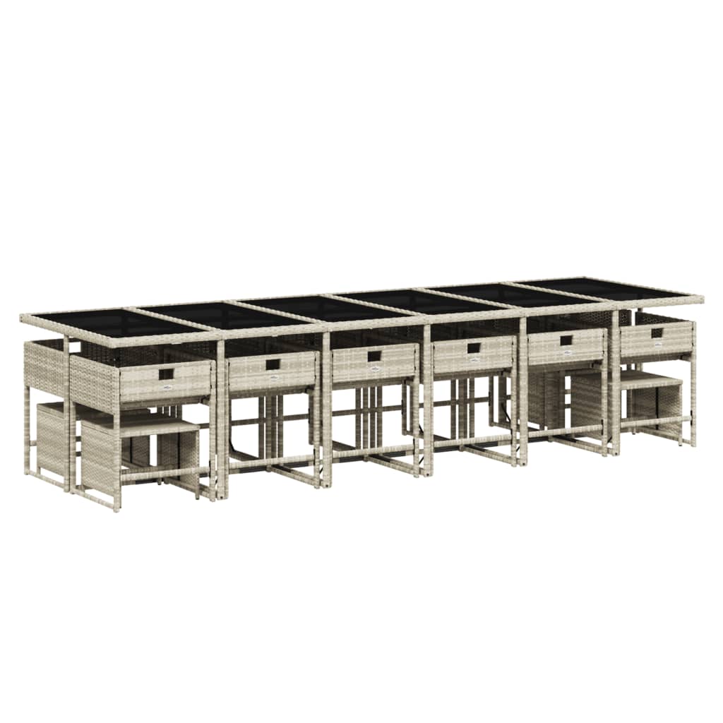 Set da Pranzo da Giardino 17pz con Cuscini Grigio in Polyrattan - homemem39