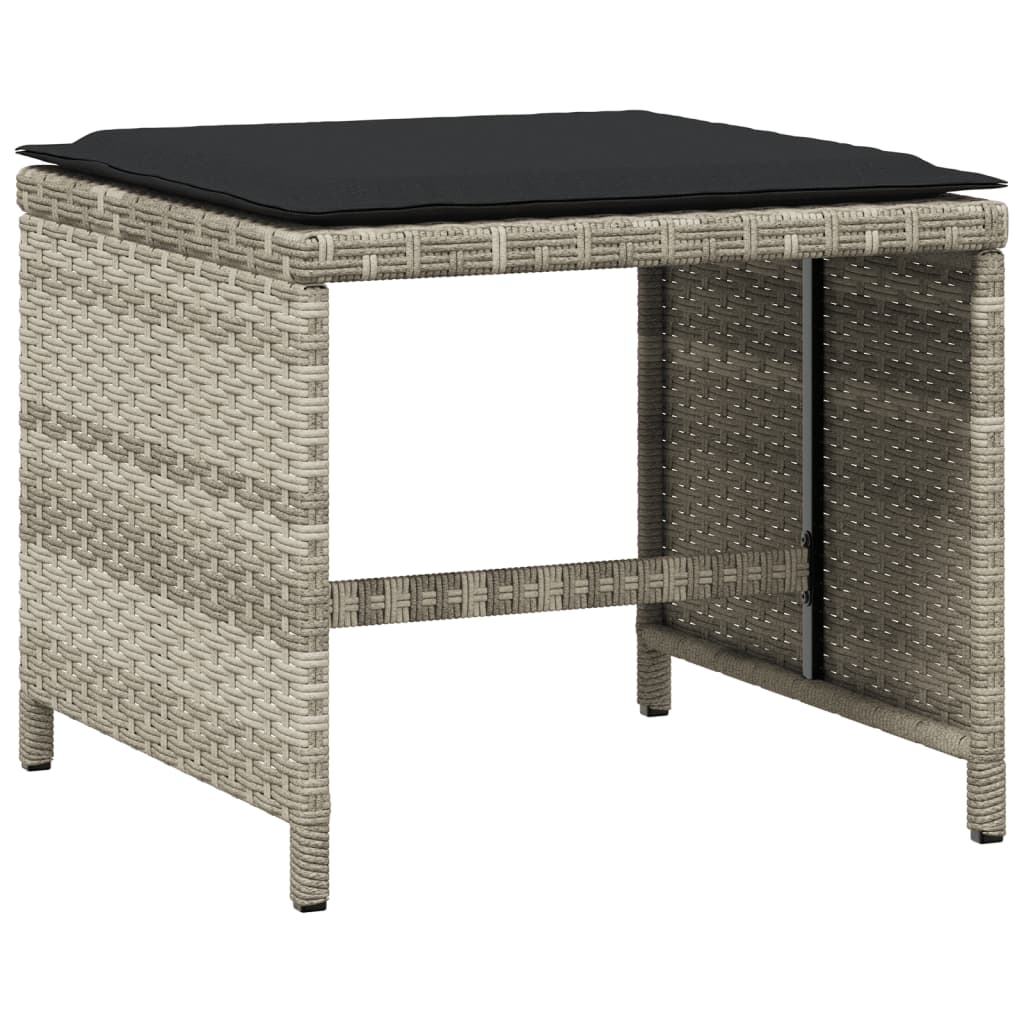 Set da Pranzo da Giardino 17pz con Cuscini Grigio in Polyrattan - homemem39