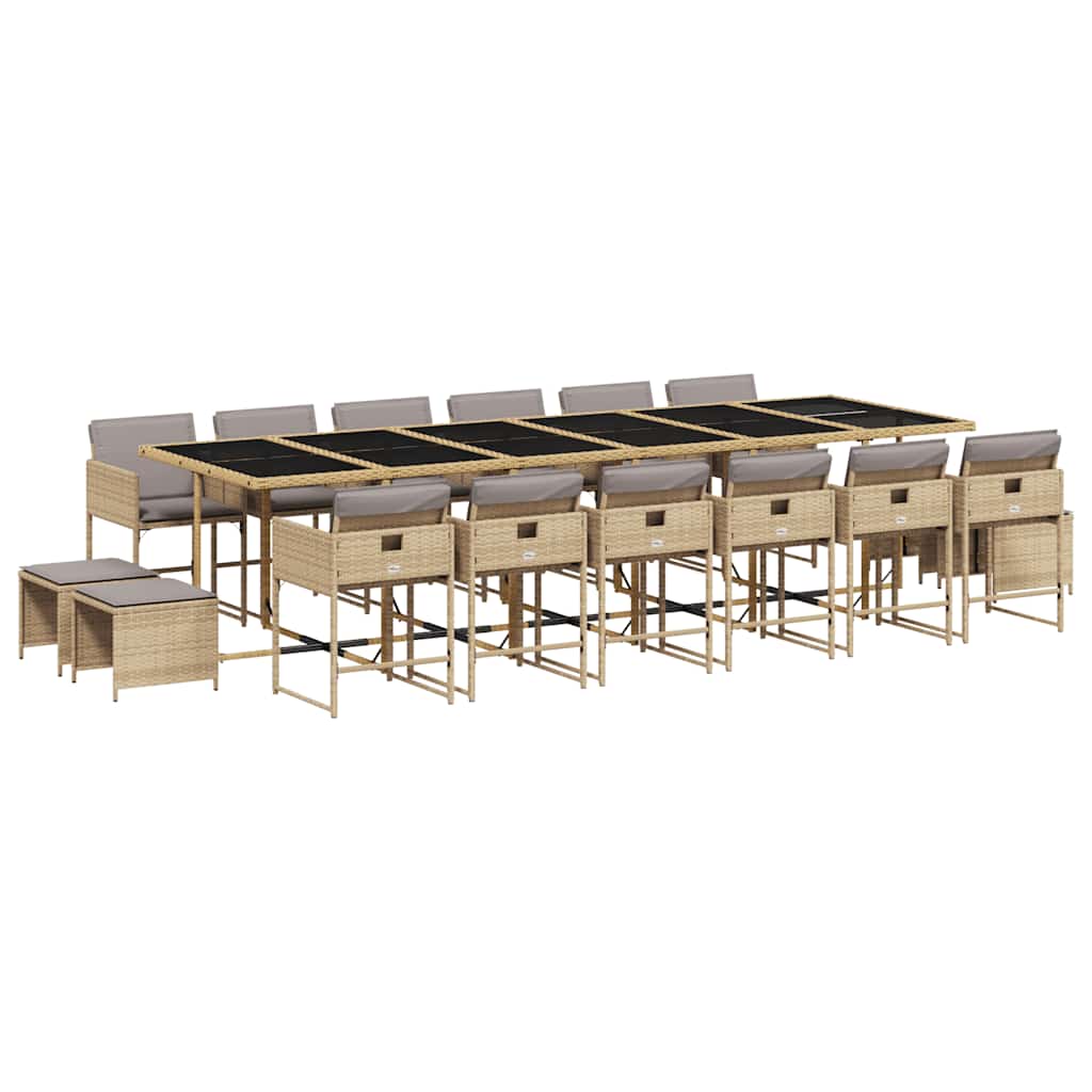 Set Pranzo da Giardino 17 pz con Cuscini Beige Misto Polyrattan | homemem39