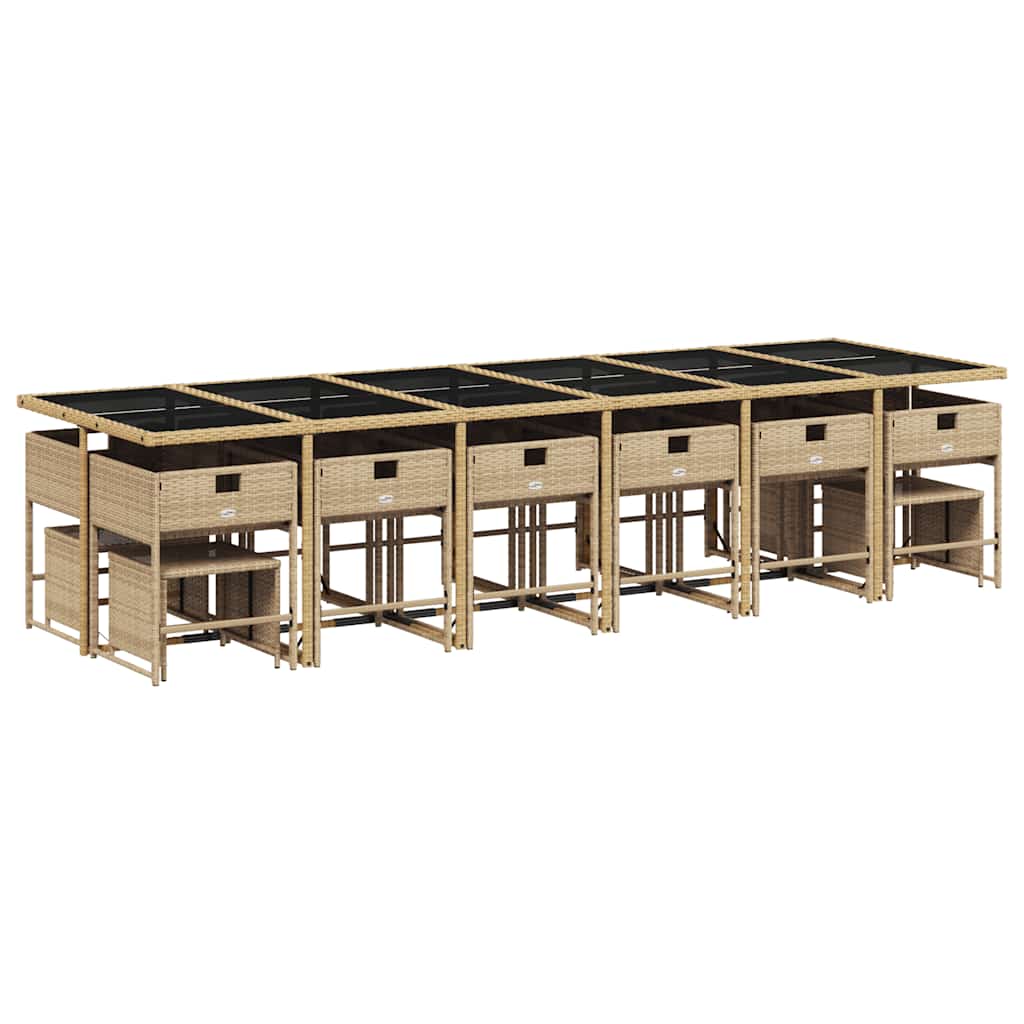Set Pranzo da Giardino 17 pz con Cuscini Beige Misto Polyrattan | homemem39
