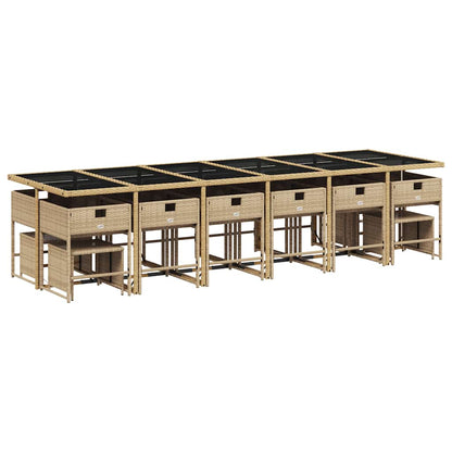 Set Pranzo da Giardino 17 pz con Cuscini Beige Misto Polyrattan | homemem39
