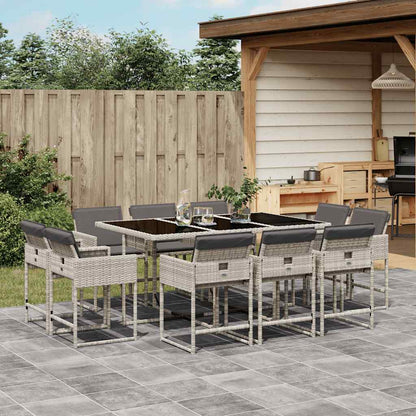 Set da Pranzo da Giardino 11pz con Cuscini in Polyrattan