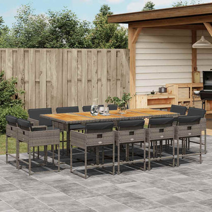 Set da Pranzo da Giardino 13pz con Cuscini Grigio in Polyrattan | homemem39