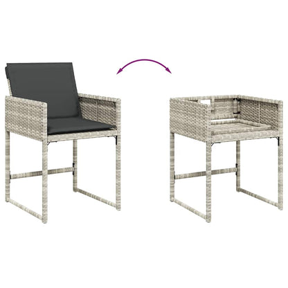 Set da Pranzo da Giardino 15 pz con Cuscini Grigio Polyrattan