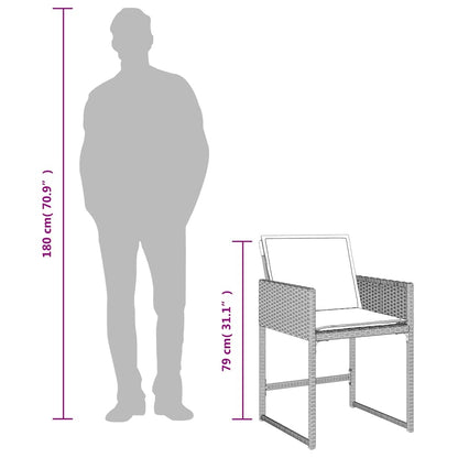 Set da Pranzo da Giardino 15 pz con Cuscini Grigio Polyrattan | homemem39