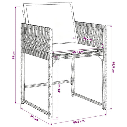 Set da Pranzo da Giardino 5 pz Nero con Cuscini in Polyrattan | homemem39