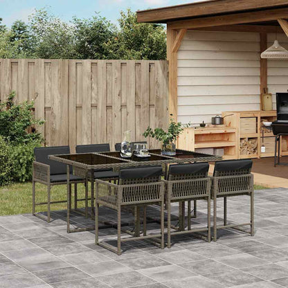Set da Pranzo da Giardino 7 pz con Cuscini in Polyrattan Grigio - homemem39
