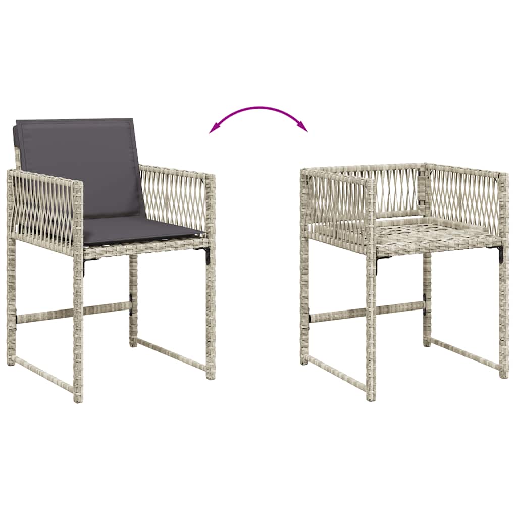 Set da Pranzo da Giardino 7 pz Cuscini Polyrattan Grigio Chiaro | homemem39