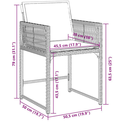 Set da Pranzo da Giardino 7 pz Nero con Cuscini in Polyrattan | homemem39