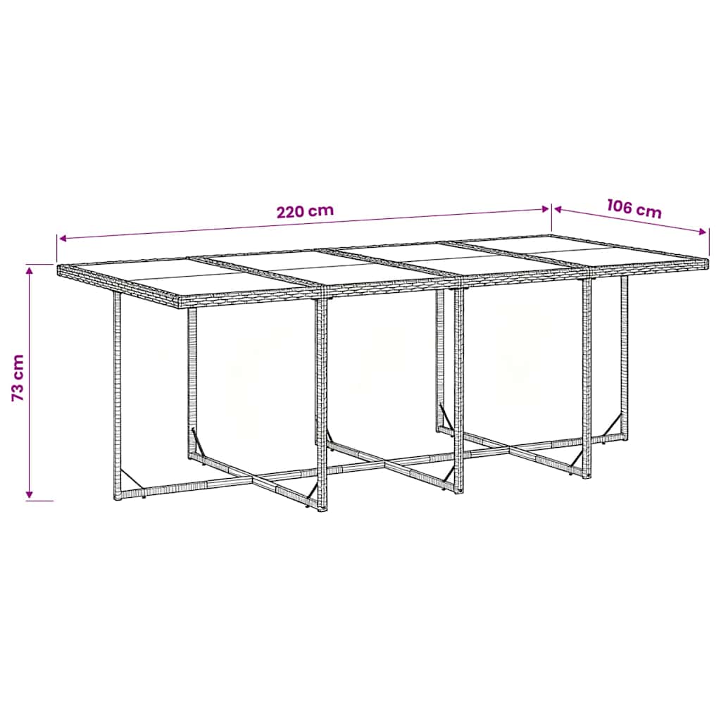 Set da Pranzo da Giardino 9 pz con Cuscini in Polyrattan Grigio | homemem39