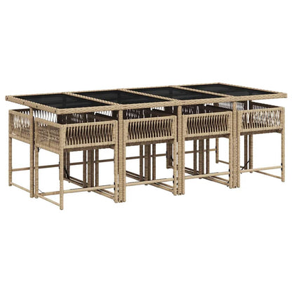 Set Pranzo da Giardino 9 pz con Cuscini Beige Misto Polyrattan - homemem39