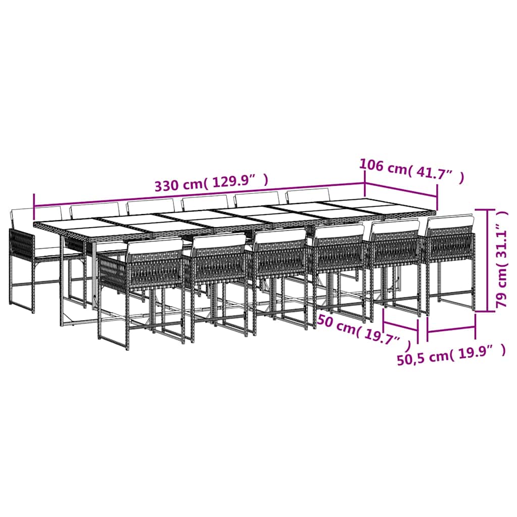 Set Pranzo Giardino 11pz con Cuscini Grigio Chiaro Polyrattan | homemem39