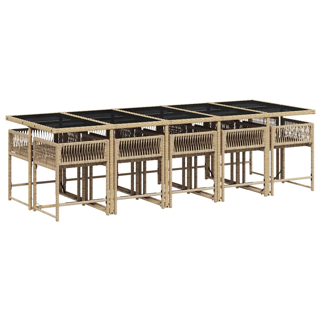 Set Pranzo da Giardino 11 pz con Cuscini Beige Misto Polyrattan | homemem39