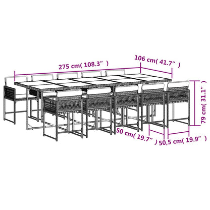 Set Pranzo da Giardino 11 pz con Cuscini Beige Misto Polyrattan | homemem39