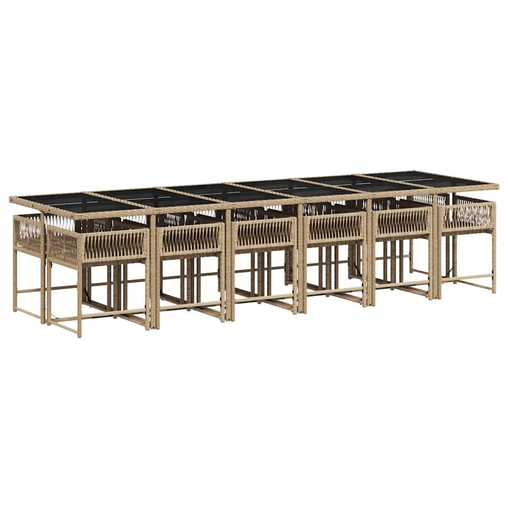 Set da Pranzo da Giardino 13 pz con Cuscini Beige in Polyrattan | homemem39