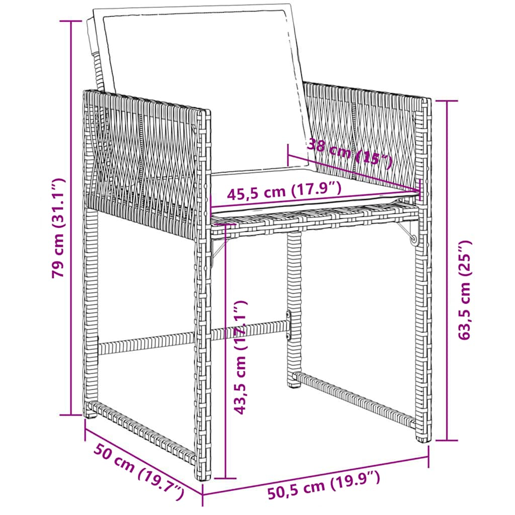Set da Pranzo da Giardino 13pz con Cuscini Nero in Polyrattan | homemem39