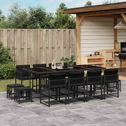Set da Pranzo da Giardino 13pz con Cuscini in Polyrattan