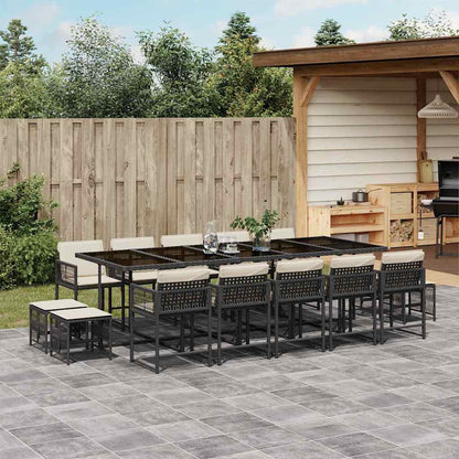 Set da Pranzo da Giardino 15 pz con Cuscini in Polyrattan