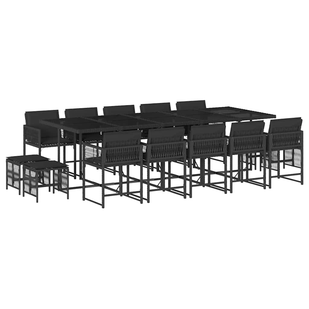 Set da Pranzo da Giardino 15 pz con Cuscini in Polyrattan