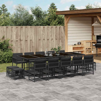 Set da Pranzo da Giardino 15 pz con Cuscini in Polyrattan