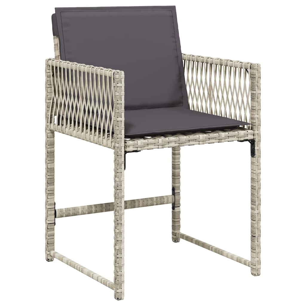 Set da Pranzo da Giardino 15 pz con Cuscini Grigio Polyrattan | homemem39