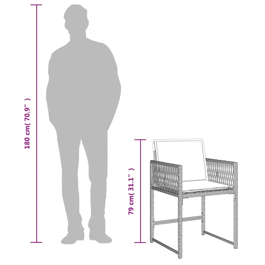 Set da Pranzo da Giardino 15 pz con Cuscini Grigio Polyrattan | homemem39