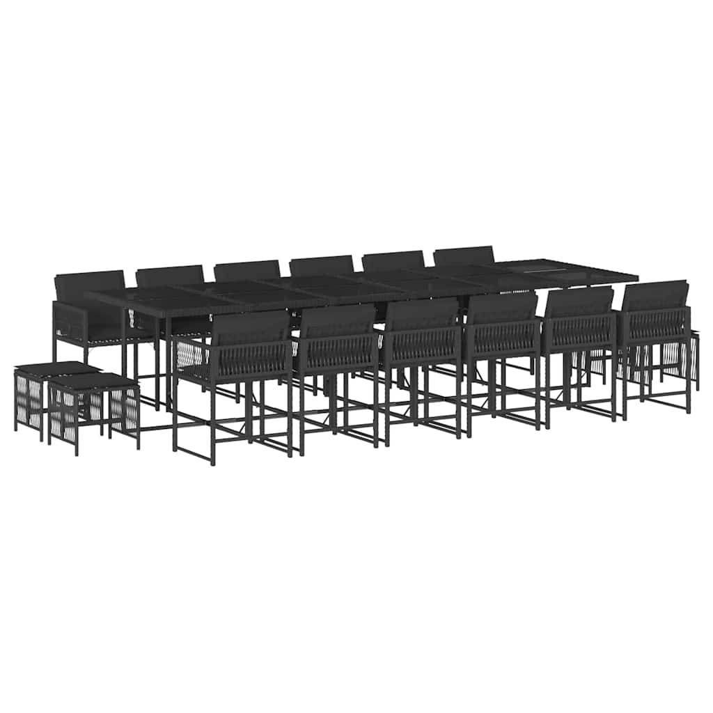 Set da Pranzo da Giardino 17 pz con Cuscini Polyrattan