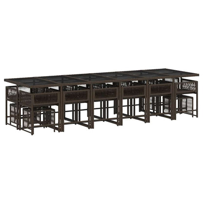 Set da Pranzo da Giardino 17 pz con Cuscini Marrone Polyrattan
