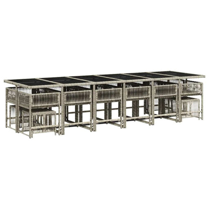 Set da Pranzo da Giardino 17pz con Cuscini Grigio in Polyrattan | homemem39