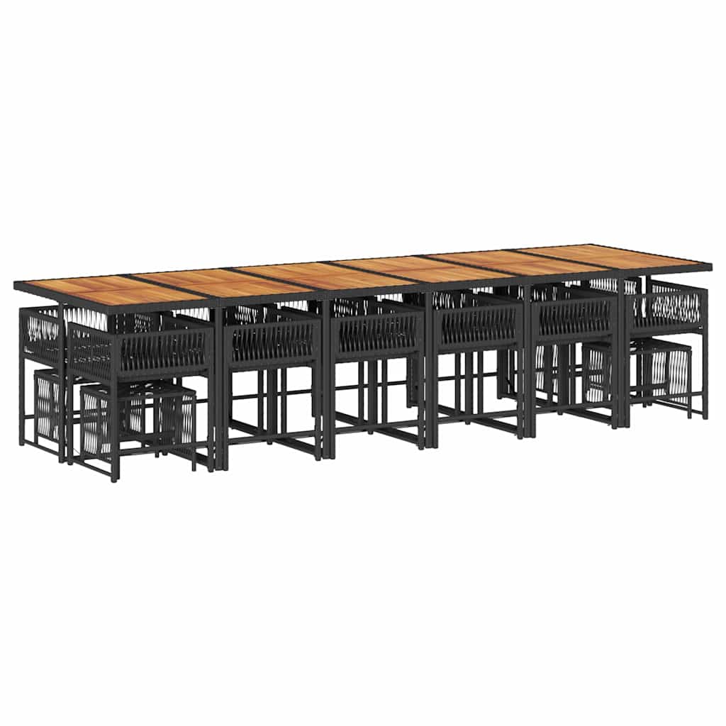 Set da Pranzo da Giardino 17 pz con Cuscini Nero in Polyrattan | homemem39